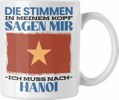 Produktbild von Trendation - Hanoi Tasse Urlaub Heimat Geschenk Spruch Vietnam Geschenkidee (Weiß)