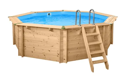 Produktbild von Interline Bali Rund 4.4 m, Höhe 136 cm, 12170 l, Gerahmter Pool, Leiter, Holz