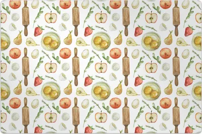 Produktbild von Küchenmatte 150x225 cm Vinylmatte Bodenmatte Dekoration - Äpfel Birnen Eier Erdbeeren