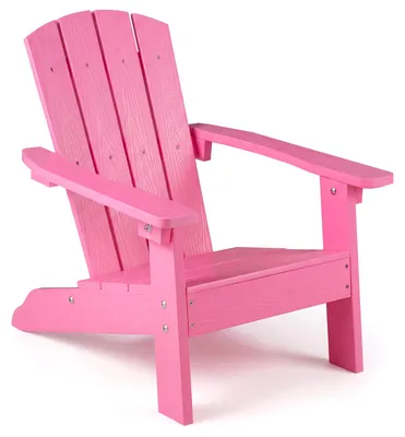 Produktbild von COSTWAY Adirondack Stuhl wetterfest aus HIPS, Gartenstuhl mit ergonomischer Rücken- & Armlehnen, Outdoor-Stuhl für Kinder ab 3 Jahren Pink