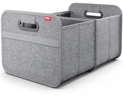Immagine prodotto di Organizer per bagagliaio – Contenitore pieghevole per auto con capacità di 35 litri – Robusto e resistente con fondo rinforzato – Tasca a rete per gli accessori – Pieghevole per risparmiare spazio – Contenitore portaoggetti per auto