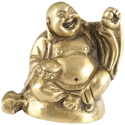 Happy-Buddha-Figur aus Messing, ca. 4,5 cm