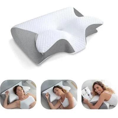 Produktbild von Kopfkissen Nackenkissen Ergonomisches Orthopädisches Kissen gegen Nackenschmerzen Nackenstützkissen Schlafkissen Memory Foam Kissen Grau YaLiva Decor