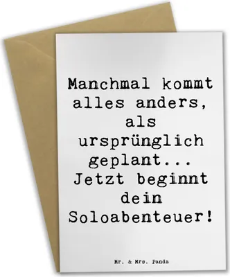 Produktbild von Mr. & Mrs. Panda firmungskarte Spruch Scheidung Soloabenteuer - Weiß - Geschenk, einladungskarten, tröstende Worte, Veränderung, Heirat, weihnachtskarten, hochzeitskarten
