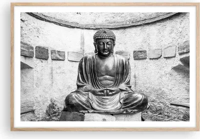 Produktbild von Gerahmtes Poster - Rahmen in heller Eiche - Japanisch Buddha Statue - 91,5x61 cm - Wand Bild - Wanddeko - Wandbilder - Wandposter - Bilderrahmen - Bilder - Kunstdruck - Wandbild - P2NAA91x61-4329