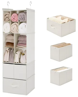Hängeschrank-Organizer mit 6 Fächern, Beige, faltbar