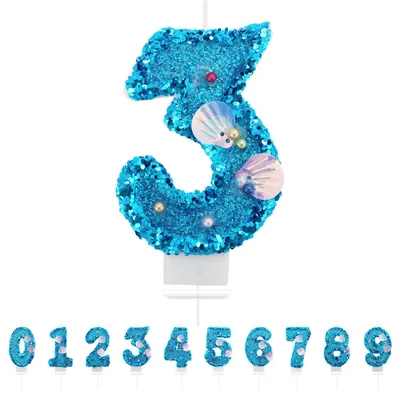 Productafbeelding van Verjaardagskaarsen Cijfer 3 - 3D Zeemeermin Cake Decoratie