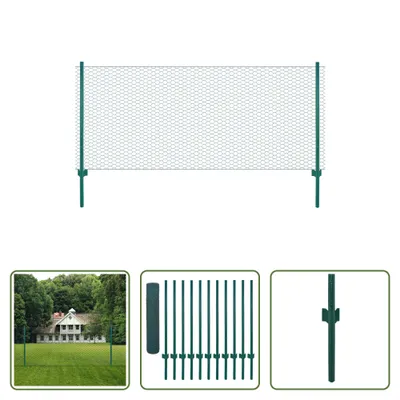 Immagine prodotto di The Living Store Recinzione in rete metallica con paletti in acciaio 25 x 0,75 m verde