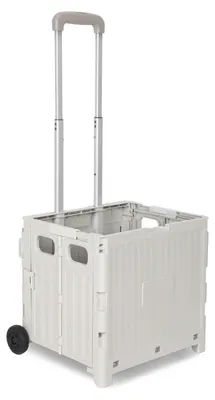 Produktbild von Bettizia weiß Leichter Falt-Einkaufswagen, 40kg Tragkraft, dreistufig höhenverstellbar, abnehmbare & leise Räder, Bremse