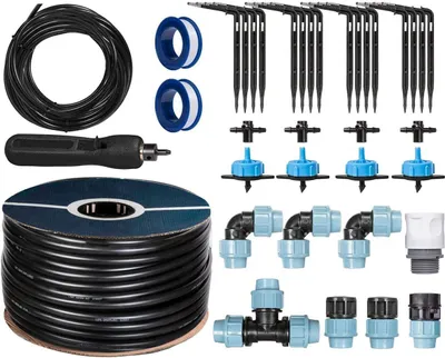 Immagine prodotto di HOLZBRINK Avviatore di irrigazione per Serra, irrigazione a Goccia, impianto di irrigazione: Tubo da 30 m LDPE 20 mm, 4X gocciolatori 8l/h, HTB-09-B-30