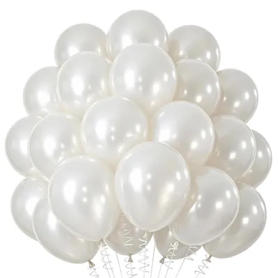 Image de Guirlande de ballons en forme de perles, couleur blanche, 100 pièces, ensemble de ballons en latex de 25 cm (10 pouces) pour anniversaire, baby shower ou mariage