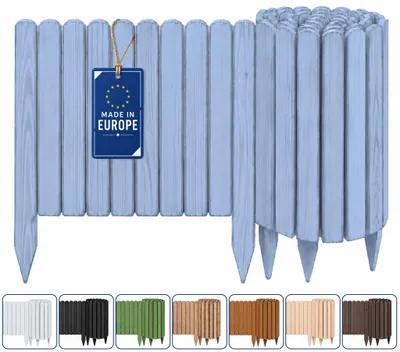 Produktbild von Woodygift Beeteinfassung Holz Rollzaun Gartenzaun Rasenkante Palisade Flexibler Rollborder für Beet und Rasen Grau 40x200 cm