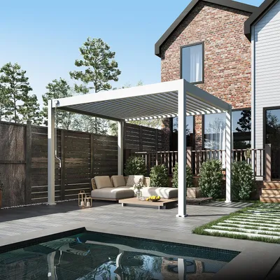 Produktbild von Weide Classic Pergola Aluminium 3x3,6m mit Lamellendach freistehend weiß