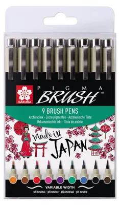 Immagine prodotto di SAKURA penna a pennello PIGMA BRUSH confezione da 9 colori assortiti