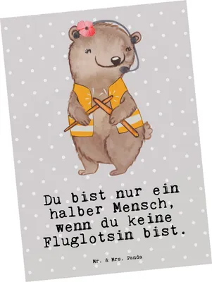 Produktbild von Mr. & Mrs. Panda Postkarte Fluglotsin Herz - Grau Pastell - Geschenk, einzelkarte, Ausbildung, Spruch, Fotokarte, Witzig, Ansichtskarte, Lustig, Postkarten, Grußkarte