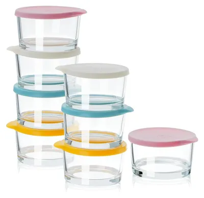 Image de Lot de 8 pots en verre avec couvercle, capacité de 200 ml, pour sauces et assaisonnements