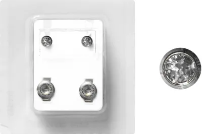 Produktbild von Erstohrstecker Chirurgenstahl Sterile Ohrstecker Zarge mit Stein in transparent 4mm