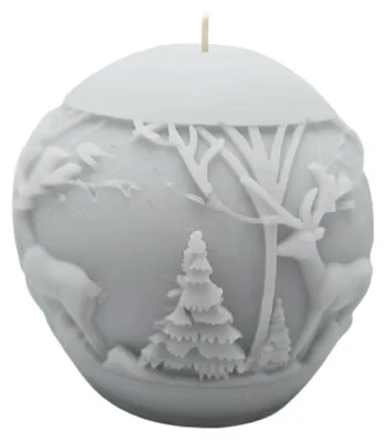 Zdjęcie produktu dla Scent Loop Świąteczna świeca sojowa Bombka Dwa Renifery 150g Christmas Home livid szaro-niebieska
