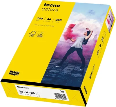 Produktbild von Multifunktionspapier tecno colors A4 160 g/qm VE=5x250 Blatt intensivgelb