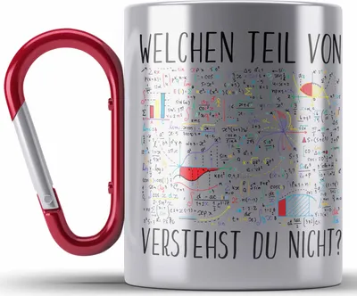 Produktbild von Trendation - Lustige Edelstahl Tasse Karabiner Geschenk Welchen Tell Von Verstehst du Nicht Mathematiker Physiker Mathelehrer Geschenkidee (Rot)