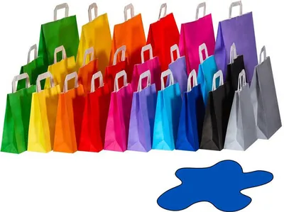 Produktbild von 250x Papiertragetaschen Papiertaschen  Flachhenkel 18x8x22cm blau 70gr.