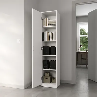 Zdjęcie produktu dla Regał na książki Szafa Regał o szerokości 40 cm Organizer do szafy Szafa wielofunkcyjna z 4 regulowanymi półkami Szafka na dokumenty Biała