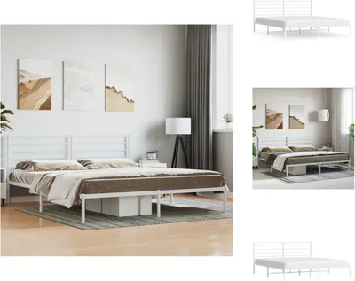 Produktbild von vidaXL Bettgestell mit Kopfteil Metall Weiß 180x200 cm - Betten & Bettgestelle