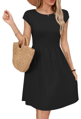 Produktbild von A-Linien-Kleid mit Flügelärmeln - Schwarz