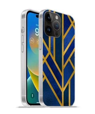 Produktbild von MuchoWow® Handyhülle Schutzhülle Hülle für Apple iPhone 14 Pro Max Gold - Blau - Luxus Silikon Softcase Handy Hülle - Hardcover