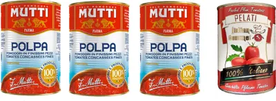 Produktbild von 3x Mutti polpa di Pomodoro Tomatenpulpe Tomaten sauce + 1x Italian Gourmet 100% italienische geschälte Tomaten dosen 400g