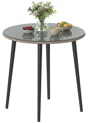 Obrázek produktu pro Zahradní stůl – venkovní jídelní stůl – ocelový rám – deska z tvrzeného skla – 80 x 80 x 74 cm – šedý