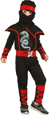 Immagine prodotto di JUNIOR - Costume da ninja (cappuccio, fascia, gilet, tuta, cintura), taglia 92 /104 cm
