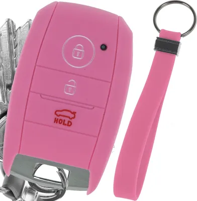 Produktbild von Auto Schlüssel Silikon Schutz Hülle + Schlüsselband Rosa Kompatibel mit KIA Picantio Rio Ceed Soul Sportage Stonic 3 Tasten KEYLESS SMARTKEY