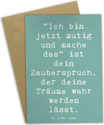 Produktbild von Mr. & Mrs. Panda Beileidskarte Spruch Mutig zu sich selbst stehen - Meeresbrise - Geschenk, Motivation, glückwunschkarten, Einzigartigkeit, Selbstliebe, Vertrauem, Trost