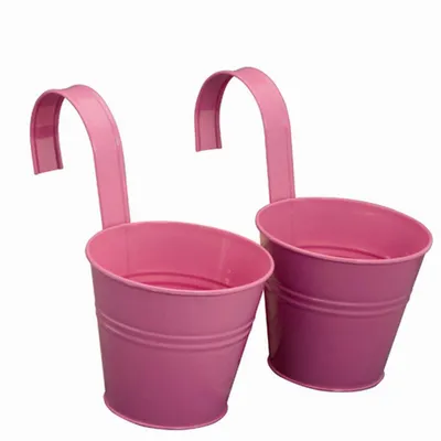 Produktbild von Siena Garden Blumentopf / Balkonkasten 2er Set, pink, Ø 16 x 14,5 cm Stahlblech