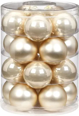 Produktbild von Weihnachtskugeln Glas 6cm, 20 Stück, Farbe:perle - champagner opal / matt