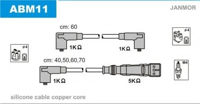 Produktbild von JANMOR ABM11 Zündkabelsatz Zündleitungssatz für VW Transporter IV Bus (70B, 70C, 7DB, 7DK, 70J, 70K, 7DC, 7DJ) Transporter IV Kastenwagen