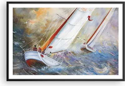 Produktbild von Gerahmtes Poster - Schwarzer Rahmen - Segelboot Bild Regatta - 91,5x61 cm - Wand Bild - Wanddeko - Wandbilder - Kunstposter - Wandposter - Bilderrahmen - Bilder - Kunstdruck - Wandbild P2BAA91x61-4134