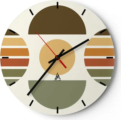 Produktbild von Wanduhr - Rund - Glasuhr - Modern gemustert minimalistisch - 30x30cm - Schleichendes Uhrwerk - Lautlos - zum Aufhängen bereit - Dekoration Modern - Wanddekoration aus Glas - C3AR30x30-4569