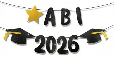 Productafbeelding van Abi 2026 Decoratieset zwart goud: vlaggen en ballonnen voor afstudeerfeesten
