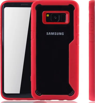 Produktbild von Rote Premium Samsung Galaxy S8 Plus Hybrid-Editon Hülle | Unterstützt Kabelloses Laden | aus edlem Acryl mit weichem Silikonrand Rot