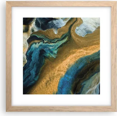 Produktbild von Gerahmtes Poster - Rahmen in heller Eiche - Abstraktion verschüttet Gold - 30x30 cm - Wand Bild - Wanddeko - Wandbilder - Kunstposter - Wandposter - Bilderrahmen - Bilder - P2NAC30x30-4431