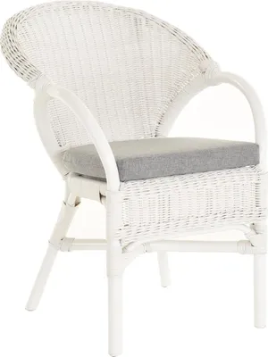 Zdjęcie produktu dla KRINES HOME Sztaplowany fotel rattanowy rattanowy fotel do salonu rattanowy fotel z podłokietnikiem fotel klubowy fotel do ogrodu zimowego (z poduszką, biały)