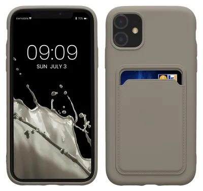 Produktbild von kwmobile Handyhülle für Apple iPhone 11 Hülle mit Kartenfach - TPU Case - Kabelloses Laden - Schutzhülle Cover in Hellgrau matt