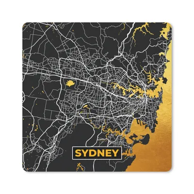 Produktbild von MuchoWow® Mauspad Mousepad Sydney - Gold - Karte - Stadtplan 20x20 cm - Mousepads - Maus Mat - Pad - Mausunterlage - Desk Mat - Bureauartikeln