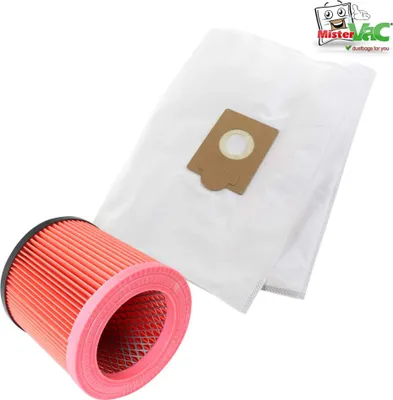 Produktbild von MisterVac 5 Stück Staubsaugerbeutel + Filter kompatibel mit Scheppach NTS30 Premium 30L,5907720901