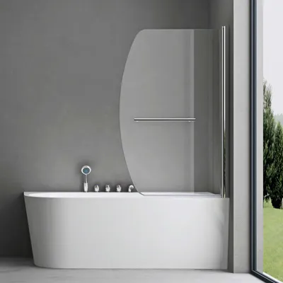 Image de doporro Paroi de Baignoire 95 x 140 cm Pare Baignoire 1 Volet Montage Réversible Verre Trempé 6mm Transparent Cortona112