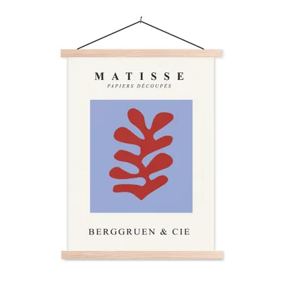 Produktbild von MuchoWow® Textilposter Matisse - Blatt - Rot - Blau - Abstrakt 40x53 cm mit holzfarbenen Rahmen - Schlafzimmer