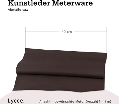 Produktbild von Lycce Kunstleder Meterware soft | 68.000 Scheuertouren | 1 lfm x 1,40 m breiter Polsterstoff für versch. DIY Projekte, als Möbelstoff & zur Reparatur | hohe Lichtechtheit | 430 g / m² | versch. Farben, Farbe:braun