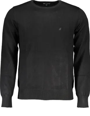 Produktbild von Großes Schwarzes Herren Langarmshirt mit Stickerei und Rundhals